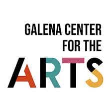 Logo of the Galena Center for the Arts featuring colorful lettering.