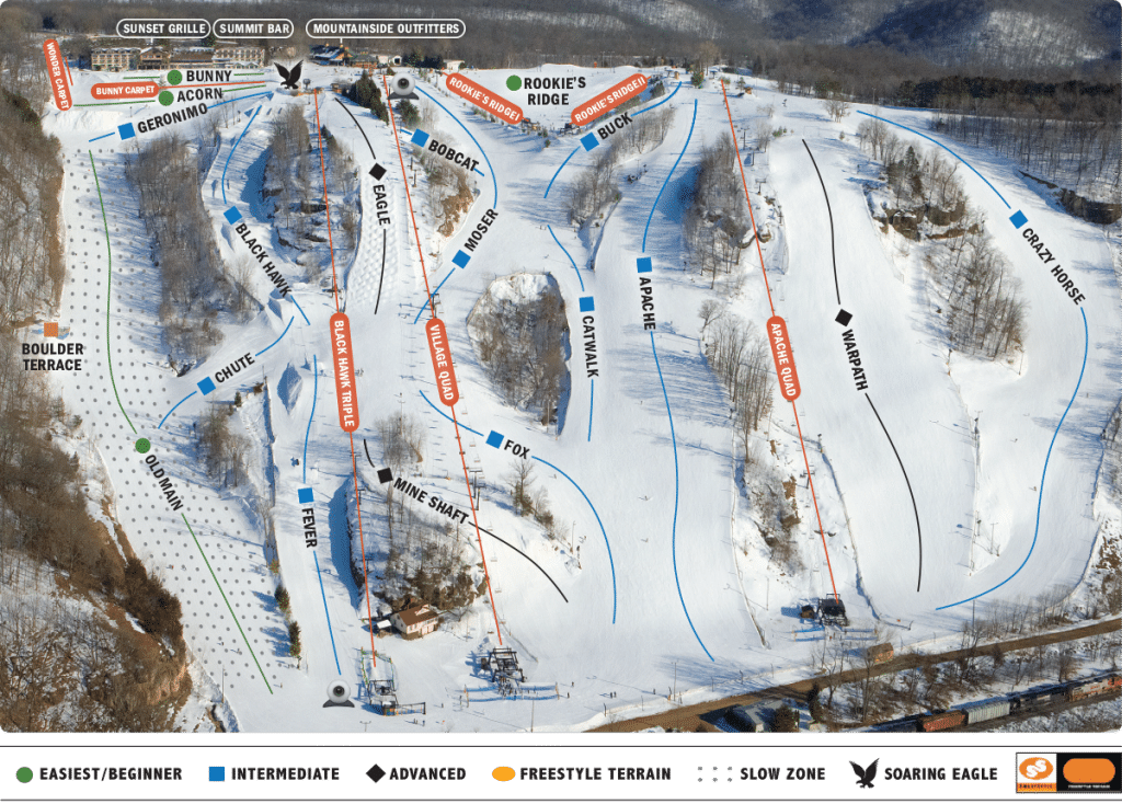 Trail map of chestnut mountain ski resort