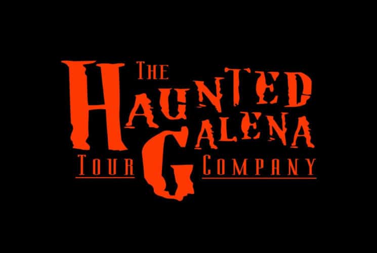 black background with red letters that say The Haunted Galena Tour Company